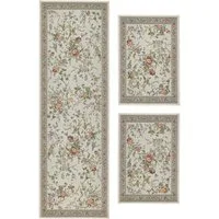 THEKO Bettumrandung Flomi Sagrini, Höhe 3 mm, (3-tlg), Teppich-Set, Flachgewebe, Pastell-Farben, Blumen Design, mit Bordüre