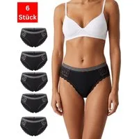 Elegant Love Slip Damenslip mit Spitze –Bequeme Baumwoll-Panty / Unterhose (Packung, 6-St., 6er-Pack) Damenunterwäsche: Hüftslip mit elastischem Streifenbund