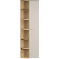 Lomadox Hochschrank DURANGO-56 45 cm breit in Eiche und kaschmir, 6 offene Fächer, 2 Türen