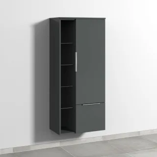 Sanipa 3way Stauraumschrank mit 1 Tür, 1 Auszug und offenen Fächern, Anthrazit-Matt UM18322