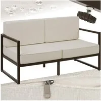 tectake Essgruppe Garten-Loungesofa mit Stahlgestell, 142 x 78 x 85 cm, (Gartensofa Comosa, 1-tlg., in braun/beige), Dickes Sitzpolster, wasserabweisende, abnehmbare Polyesterbezüge