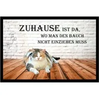 Ladreas Fußmatte Schmutzfangmatte Zuhause Bauch Katze rutschfest F759, 60x40