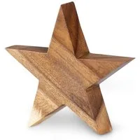 Levandeo® Dekoobjekt, Stern Holzstern Akazie 12cm Akazienholz Braun Natur Deko Tischdeko