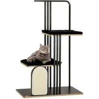 PawHut Kratzbaum Katzenkratzbaum mit 2 Plattformen, Stahl, Schwarz, Stahl, Schwarz, 48 x 85 x 128 cm