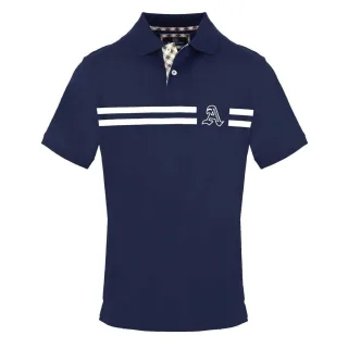 Aquascutum - Poloshirt für Herren, Mit Kragen, kurzärmlig (Marine)