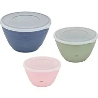 Emsa Rührschüssel K325S3 Prep&Bake, Kunststoff, (3-tlg), konservierender Deckel,rutschfester Boden,Ausgießlippe 1,7,2,75,4,15 L