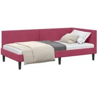 vidaXL Bett Eckbettgestell mit Kopfteil Weinrot 80 cm x 200 cm Samt (1-tlg)