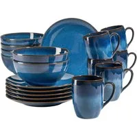 MÄSER Frühstücks-Geschirrset Service, Ossia (Teller, Schale, Kaffeebecher) (18-tlg), 6 Personen, Steinzeug, Vintage-Charakter, 18 Teile, für 6 Personen