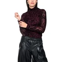 Marc Cain Langarmshirt Urban Office Premium Damenmode transparent, mit Samt-Details