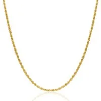 Miore Kette ohne Anhänger SIL026N - 18 kt vergoldete Silberkette 45+5 cm - 925er Sterling Silber, Kordelkette 2,0 mm - Karabinerverschluss - Made in Italy