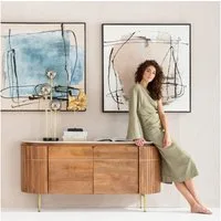 Kare Design Bild mit Rahmen Gerahmtes Bild Dust Blau