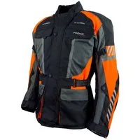 roleff Motorradjacke RO16012 Schwarz/Neon-Orange, wasserdicht, atmungsaktiv mit Protektoren auch in großen Größen, in verschiedenen Farben erhältlich