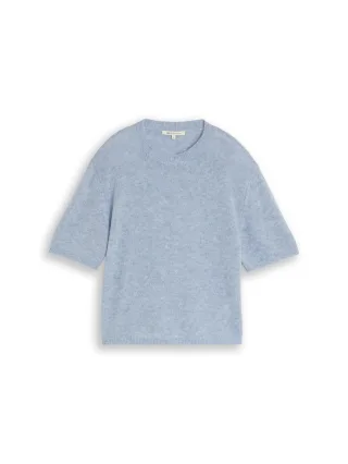 Denim Tom Tailor - Lightweight Strickpullover mit Alpaka-Anteil foggy sky blue melange - Gr. - L