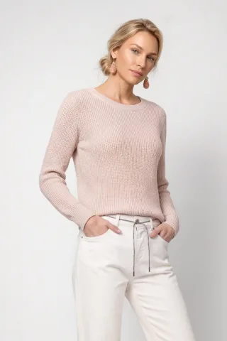 monari - Basic-Strickpullover mit Lurex rosewater - Gr. - 46