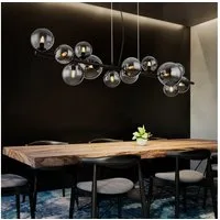 GLOBO LIGHTING LED Pendelleuchte, Leuchtmittel inklusive, Warmweiß, LED Pendelleuchte Esszimmerlampe Metall Glas rauch 13 Flammig L 120 cm