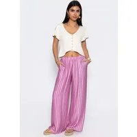 SASSYCLASSY Stoffhose Gestreifte Hose für Damen Weit geschnittene Stoffhose mit elastischem Bund und Eingriffstaschen