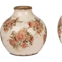 formano Dekovase Vintage Romantik, Höhe: 17cm, Farbe: Weiß, Motiv: Rosen