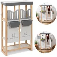 ELLA & PIET® Steckenpferd Hobby Horse Stall SHELTY aus Holz mit 2-teiliger Stalltür (Holz-Weiß)