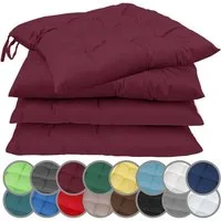 NatureMark Sitzkissen 4er-Set Stuhlkissen 40x40cm mit Bändern, Sitzpolster Kissen 4er Pack, schadstoffgeprüft, Bordeaux rot
