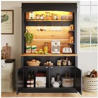OKWISH Hochschrank Küchenbuffet,Kommode,Sideboard (mit LED-Beleuchtung, Kippschutz und vielseitigem Stauraum, 1-St., 107*43*184cm)