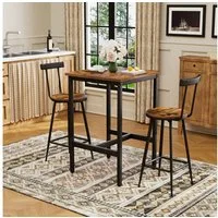 HAUSS SPOLE Essgruppe 3-tlg Bar-Tisch und Hocker-Set mit zwei Stühlen mit Fußpolstern,Braun, (Bar-Tisch-Set mit Bar-Tisch und zwei Hockern, aus hochwertige Spanplattenoberfläche), für Esszimmer, Wohnzimmer oder Küche