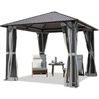 TOOLPORT Pavillon Gartenpavillon 3x3 m Moonlight Superior grau, mit 4 Seitenteilen, und mit 4 Moskitonetzen
