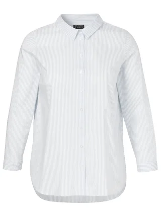 VIA APPIA DUE - Bluse Hemdkragen 1/1 Arm Streifen eisblau /creme weiss - Gr. - 54