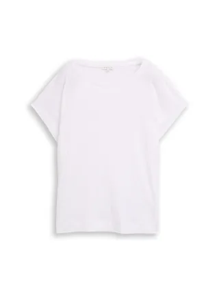 Tom Tailor - Loose Fit T-Shirt mit Leinenanteil white - Gr. - S