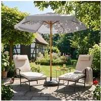 Sekey Balkonschirm Ø 200 cm Sonnenschirm Holzoptik Gartenschirm für Terrasse und Hof, LxB: 200,00x220,00 cm, Stabiler Sonnenschirm knickbar, UV Schutz 50+