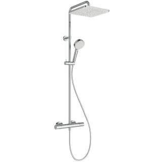 Ideal Standard Duschsystem Eco CTherm T25N mit Thermostat 2-fach-Handbrause und eckiger Kopfbrause C A8525AA