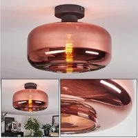hofstein Deckenleuchte 1-flammige Deckenlampe aus Metall/Glas in Schwarz/Kupferfarben, ohne Leuchtmittel, im Retro/Vintage-Design (Schirm Ø 28 cm), E27