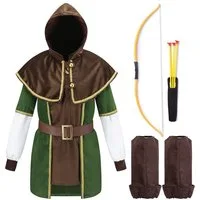 Corimori Ritter-Kostüm Robin Hood Karnevalskostüm Set, Kinder, braun/grün, Fasching, Kostüm, Mittelalterfest, Jungen, mit Pfeil und Bogen