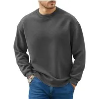 RMK Rundhalspullover Herren Pullover Oversize Loose Fit Fitness Uni Einfarbig mit Baumwolle