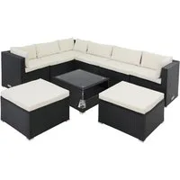 Casaria Gartenlounge-Set Melbourne, (26-tlg), Gartenmöbel 8 Personen Tisch 7cm Auflagen Sicherheitsglas Lounge