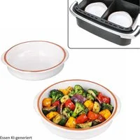 MamboCat Auflaufform MamboCat 2er Set Airfryer Tonschalen weiß 16,5cm 300ml Cazuela Auflauf, Ton