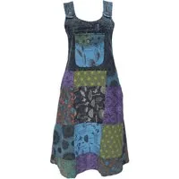 Guru-Shop Minirock Boho Latzrock, Patchwork Trägerkleid, Latzkleid.. alternative Bekleidung