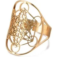 Saraswati Fingerring Ring "Metatron" Edelstahl vergoldet offen verstellbar (kleinste Größe