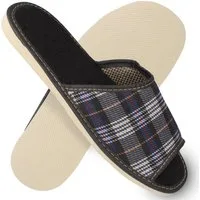 filsko Vejen Herren offen Hausschuh kariert, Slip-On, Open-Toe, samtweich