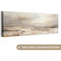 OneMillionCanvasses® Leinwandbild Panorama Kunst - Industriell - Grau - Braun - Abstrakt, Fotodruck (1 St), Schlafzimmer Deko Aesthetic, Bilder über Bett, 60x20 cm