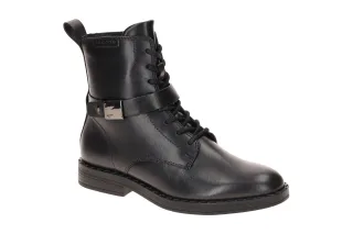 Tamaris 1-25108-47 001 Damen Stiefeletten Schwarz Echtleder bequeme Lace Up B...