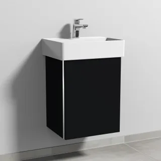 Sanipa 3way Waschtischunterbau zu Duravit Dura Square Waschtisch mit 1 Tür, Schwarz-Matt BS42508