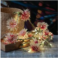MARELIDA LED-Lichterkette Dahlien Blüten Blumengirlande Blumenlichter Timer L: 2,9m creme, 30-flammig