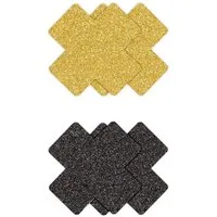 NS Novelties Brustwarzenabdeckung 2 Paar Nippelpasties X Glitzer Nippelsticker - schwarz, gold