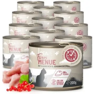 REAVET Feines Menue Katzenfutter - Huhn mit Kaninchen & Johannisbeeren | 12 x 200g