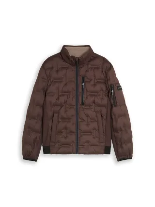 Tom Tailor - Hybrid Steppjacke mit verstaubarer Kapuze java dark brown - Gr. - XL