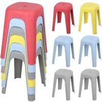 Rutaqian Sitzhocker Hocker Stapelbar, 6er Set Plastik Hocker, Belastbar bis 150kg, Ø 26cm x 44cm H, Leicht & Platzsparend, für Küche, Bad, Garten, Party