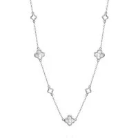ROUGEMONT Silberkette Damen Kleeblatt Halskette 925 Sterling Silber Glücksbringer 45cm, Echtschmuck 925 Sterling Silber
