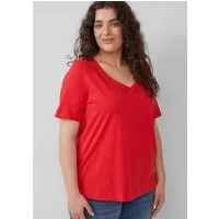 s.Oliver Kurzarmshirt T-Shirt T-Shirt aus Flammgarn mit V-Ausschnitt