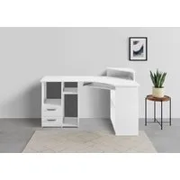 VOGL Möbelfabrik Schreibtisch Sam, Eckschreibtisch, Tastaturauszug, Monitoraufsatz & opt. Towerfach