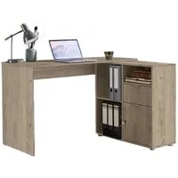 BMG Möbel Eckschreibtisch LENI (Schreibtischplatte mit Regal), Breite 110 cm, spiegelverkehrt montierbar, abschließbare Tür